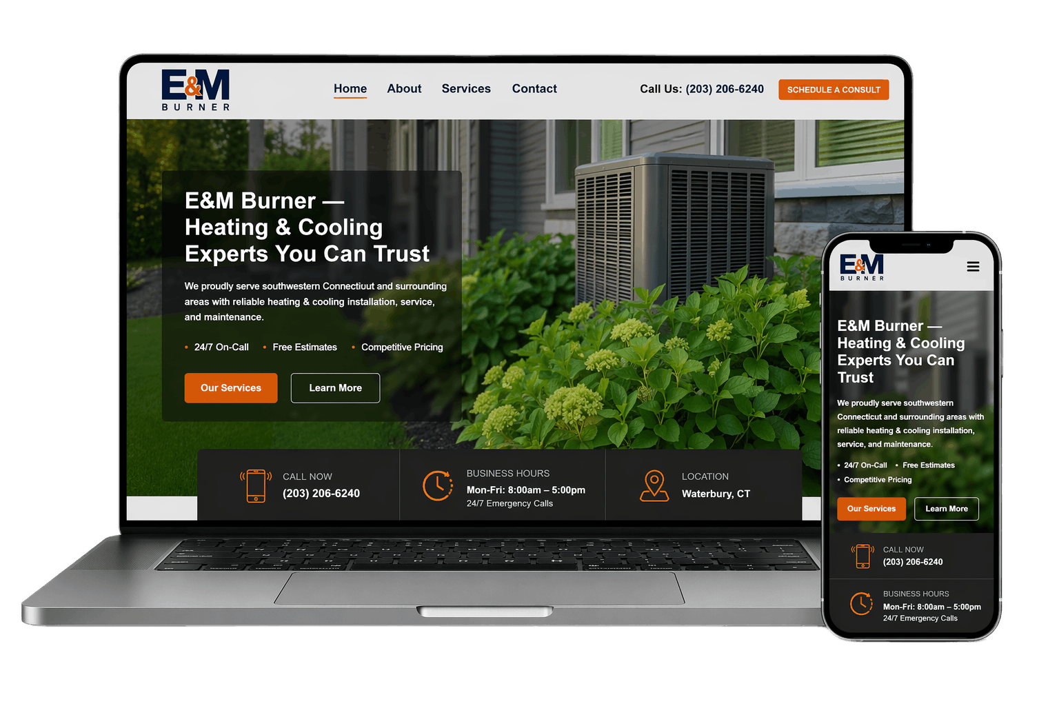 E&M Burner website preview